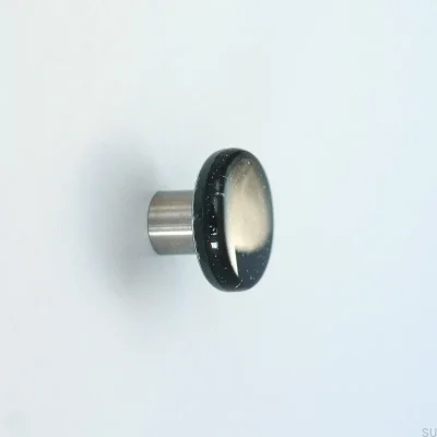 Bouton de meuble rond en verre Noir