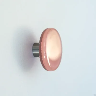Bouton de meuble rond en verre rose
