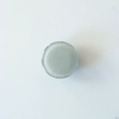 Bouton de meuble, rond, verre, gris