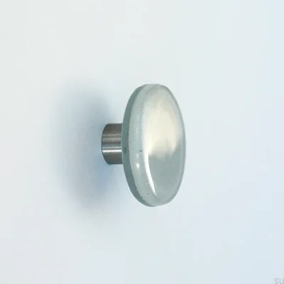 Bouton de meuble, rond, verre, gris