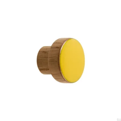 Bouton de meuble Simple, Bois, Émaillé, Jaune, Pétrole, Incolore, Semi-mat