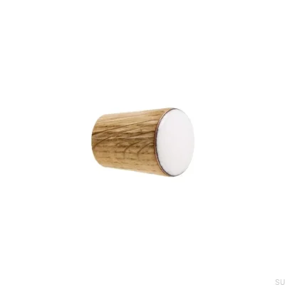 Bouton de meuble Simple Cône Bois Émail Blanc Pétrole Incolore Semi-mat