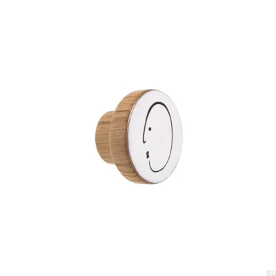 Bouton de meuble Alphabet en bois émail blanc - Huile semi-mate incolore