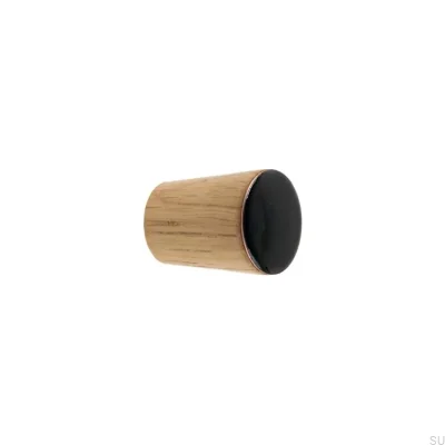 Bouton de meuble Simple Cône Bois Émaillé Noir Pétrole Incolore Semi-mat