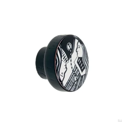 Bouton de meuble en bois émaillé noir Kosmosy