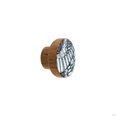 Bouton de meuble Kosmosy en bois de chêne émaillé - Huile semi-mate incolore