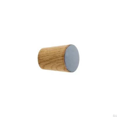 Bouton de meuble simple cône en bois émaillé gris clair huile incolore semi-mat