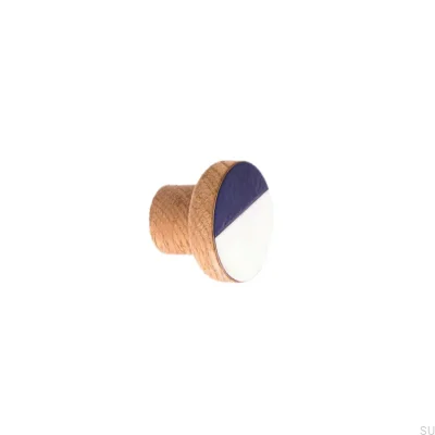 Bouton de Meuble Moderna Chêne Bleu Émaillé Bleu 40 - 55 - Huile Brillante Incolore