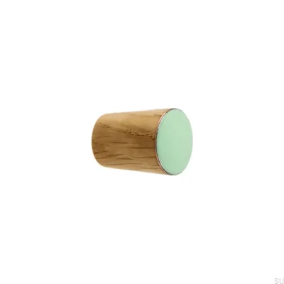 Bouton de meuble Simple Cône Bois Émail Menthe Incolore Semi-mat