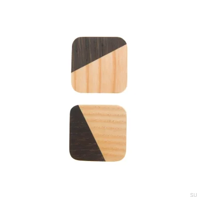 Bouton de meuble Just Two Square Bois Marron clair - Huile semi-mate incolore