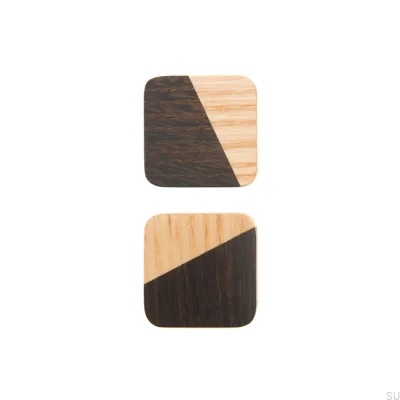 Bouton de meuble Just Two Square Bois Brun Foncé - Huile semi-mate incolore