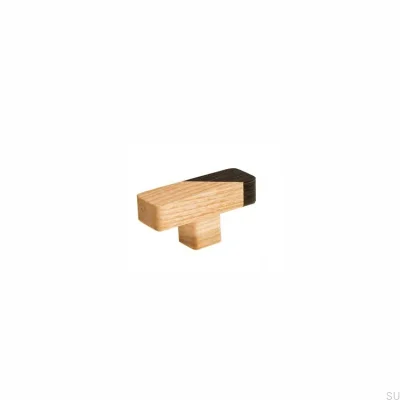 Bouton de meuble Just Two T-bar en bois brun clair - Huile semi-mate incolore