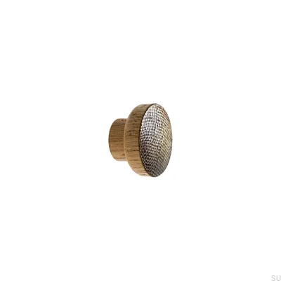 Bouton de meuble en laiton Stamp - Huile semi-mate incolore
