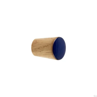 Bouton de meuble Cône simple Bois émaillé Outremer incolore Huile semi-mate