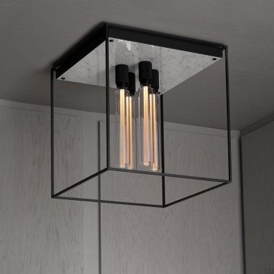 Suspension Caged Cross 4.0 en acier et marbre blanc