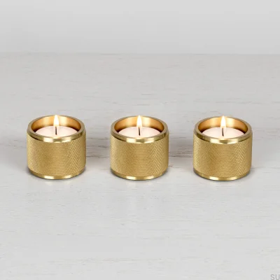 Porte-bougies chauffe-plat en laiton en forme de croix (lot de 3)