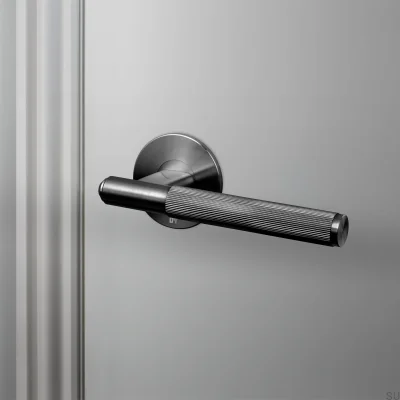 Poignée de porte fixe linéaire 57 en acier couleur canon de fusil