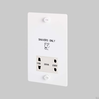 Prise pour rasoir 115 V/230 V, acier blanc, norme britannique