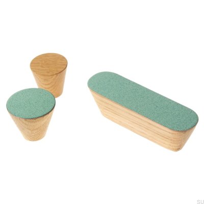 Poignée de meuble Melange Solo 60 Vert émaillé - Huile Incolore Semi-mate