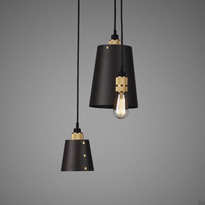 Lustre avec abat-jour 3.0, crochet de 2 m, acier graphite et laiton