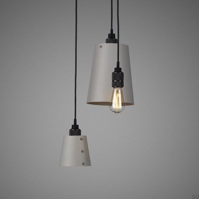 Lustre avec abat-jour 3.0, suspension à crochets de 2 m, gris acier et bronze brûlé
