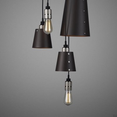 Lustre avec abat-jour 6.0, suspendu à 2 m, acier graphite et argent
