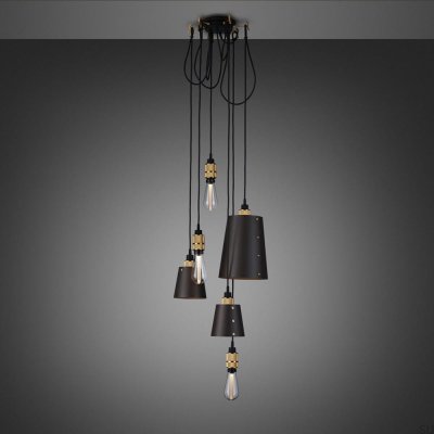 Lustre avec abat-jour 6.0, suspendu à 2 m en acier graphite et laiton