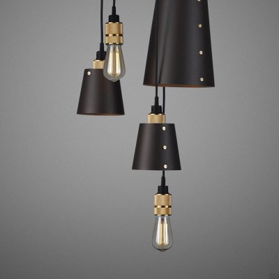 Lustre avec abat-jour 6.0, suspendu à 2 m en acier graphite et laiton