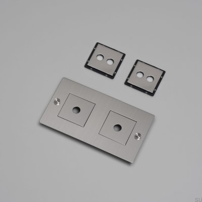 Cadre avec remplissage Plaque horizontale 2G Acier Argent Norme européenne
