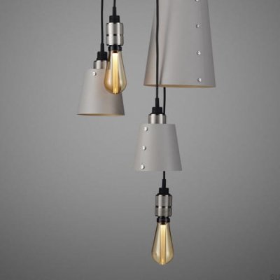 Lustre avec abat-jour 6.0, suspendu 2 m, acier gris argenté