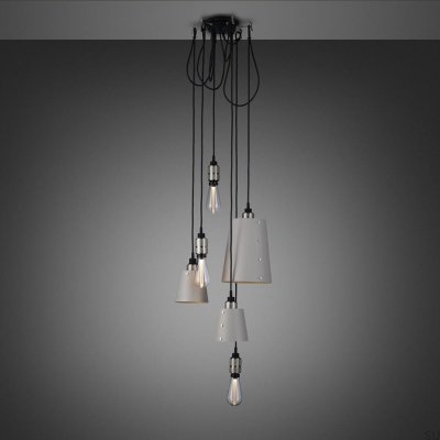 Lustre avec abat-jour 6.0, suspendu, 2,6 m, gris acier et argent