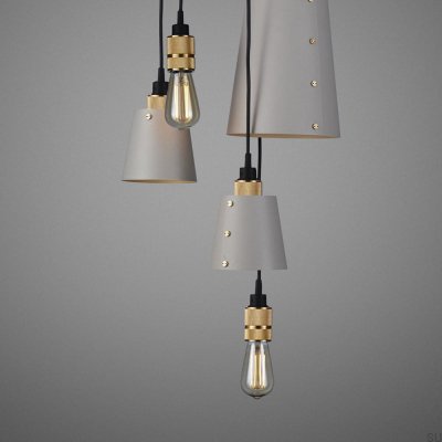 Lustre avec abat-jour 6.0, suspendu 2 m, acier gris avec laiton