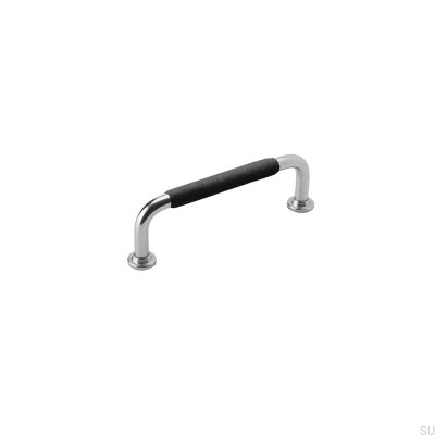Poignée de meuble allongée 1353 96 Nickel Black Leather