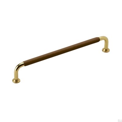 Poignée de meuble oblongue 1353192 Cuir Marron Laiton