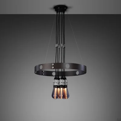 Lustre Hero 3 m avec retombées réglables, acier graphite et argent