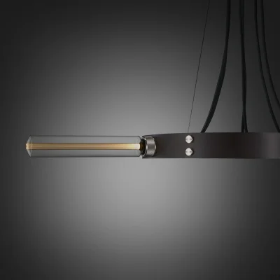 Lustre Hero 3 m avec retombées réglables, acier graphite et argent