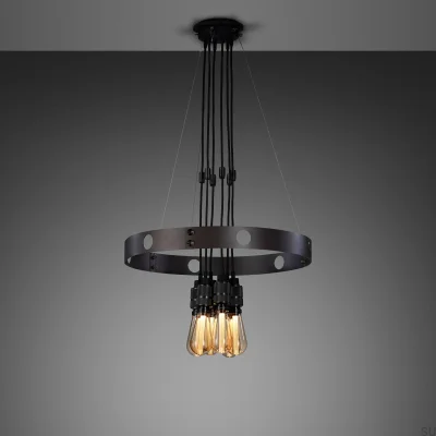 Lustre suspendu Hero 3 m réglable en acier graphite avec finition bronze brûlé