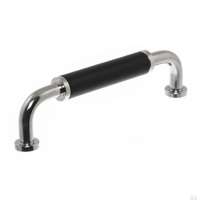 Poignée de meuble oblongue 4820M 96 Nickel Poli avec Noir