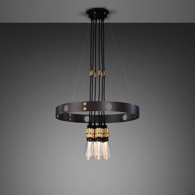 Lustre suspendu réglable Hero 3 m, acier graphite et laiton