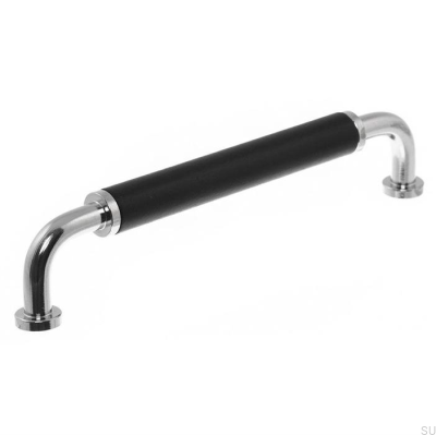 Poignée de meuble oblongue 4820M 128 Nickel Poli avec Noir