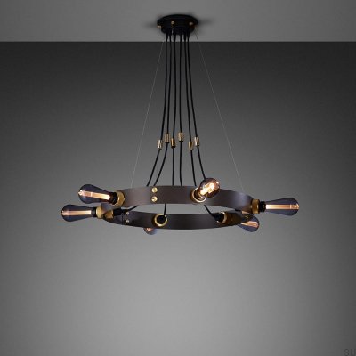 Lustre suspendu réglable Hero 3 m, acier graphite et laiton