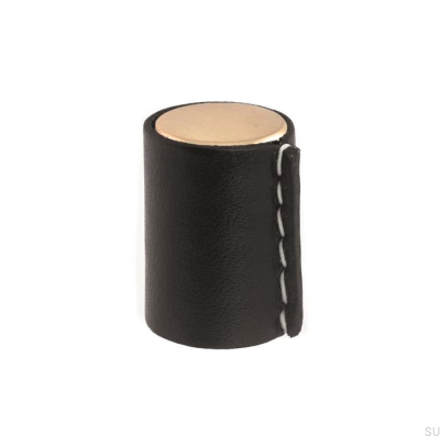 Bouton de meuble 0132 or brossé avec cuir noir