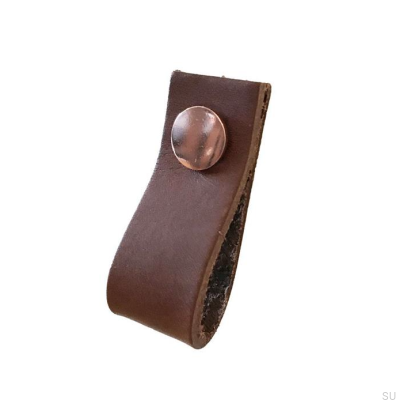 Poignée de meuble Loop Cuir Marron avec Cuivre