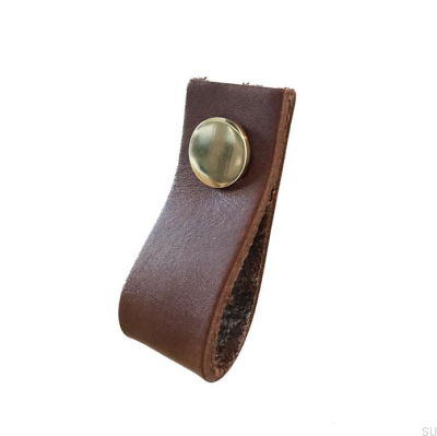Poignée de meuble Loop Cuir Marron Doré