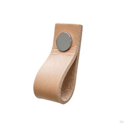 Poignée de meuble Loop Cuir avec Chrome