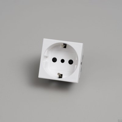 Prise modulaire simple type F + L italienne 45 mm blanche norme européenne