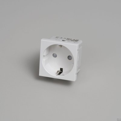 Prise modulaire simple de type F Schuko 45 mm blanche, norme européenne