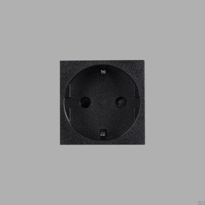 Prise modulaire simple de type F Schuko 45 mm noire, norme européenne