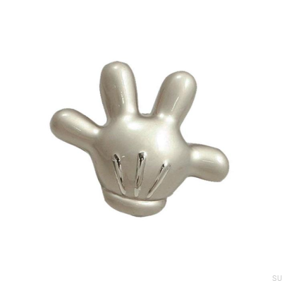 Bouton de meuble Mickey Mouse main gauche nickel brossé