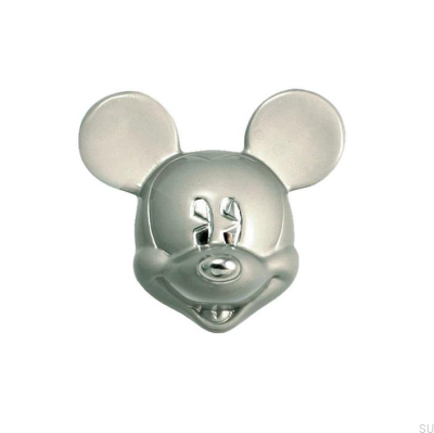 Bouton de meuble Tête de Mickey Mouse Nickel Brossé